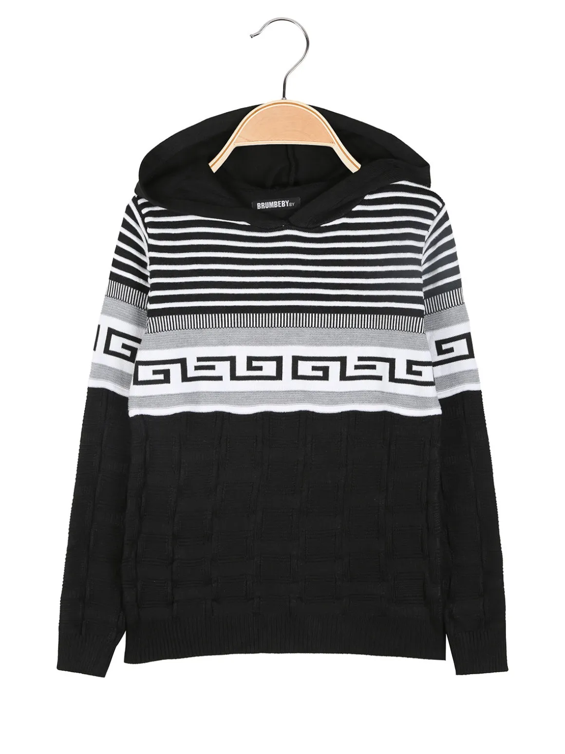 Brum Beby Pullover da bambino in maglia con cappuccio - nero