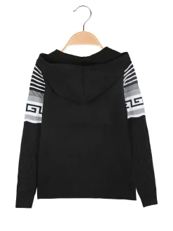 Brum Beby Pullover da bambino in maglia con cappuccio - nero