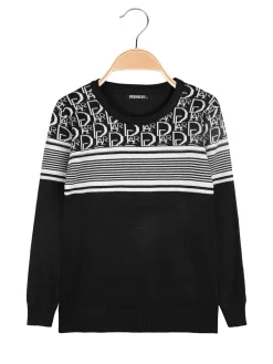 Brum Beby Pullover girocollo da bambino in maglia - nero