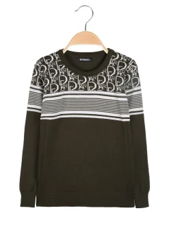 Brum Beby Pullover girocollo da bambino in maglia - militare