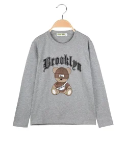 Brum Beby T-shirt da bambino a maniche lunghe con stampa - grigio