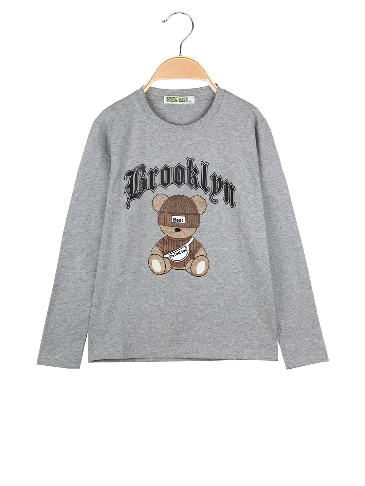 Brum Beby T-shirt da bambino a maniche lunghe con stampa - grigio