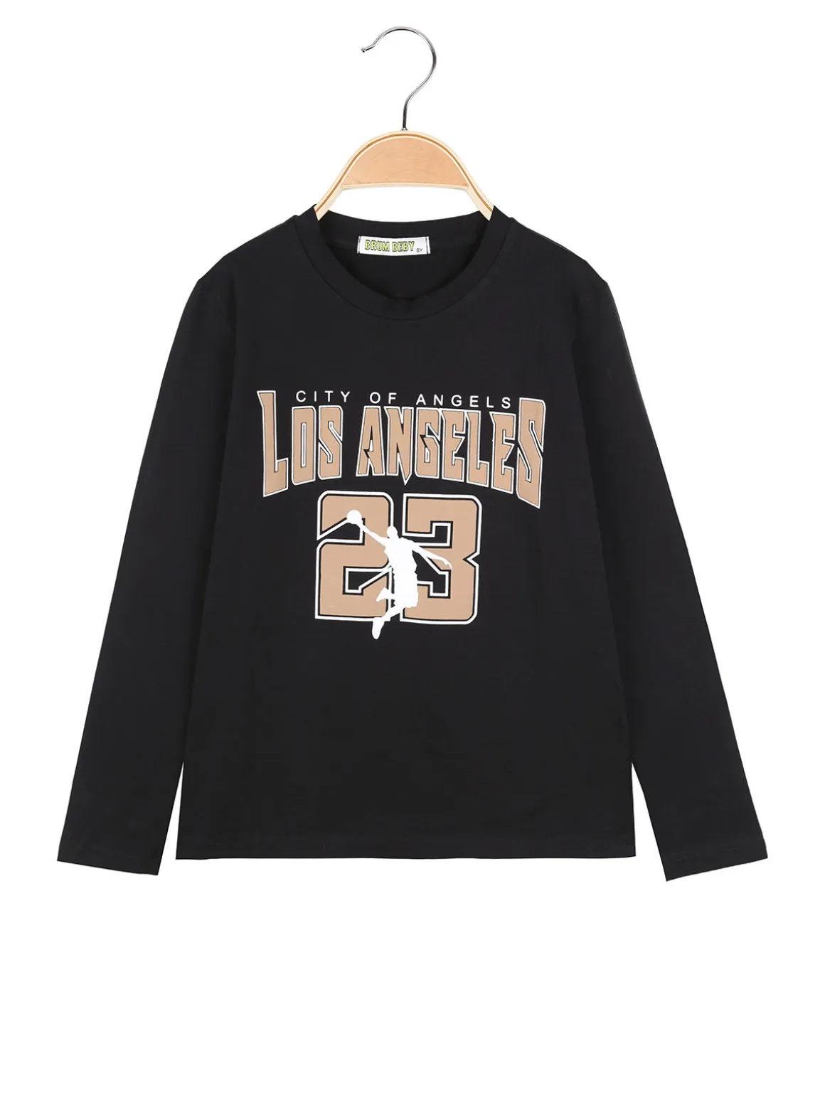 Brum Beby T-shirt da bambino a maniche lunghe con stampa - nero