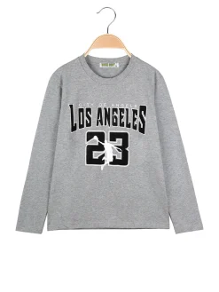 Brum Beby T-shirt da bambino a maniche lunghe con stampa - grigio