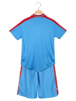 Bskt Completo da bambino sportivo con t-shirt con bottoni e bermuda