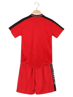 Bskt Completo da bambino sportivo con t-shirt con bottoni e bermuda
