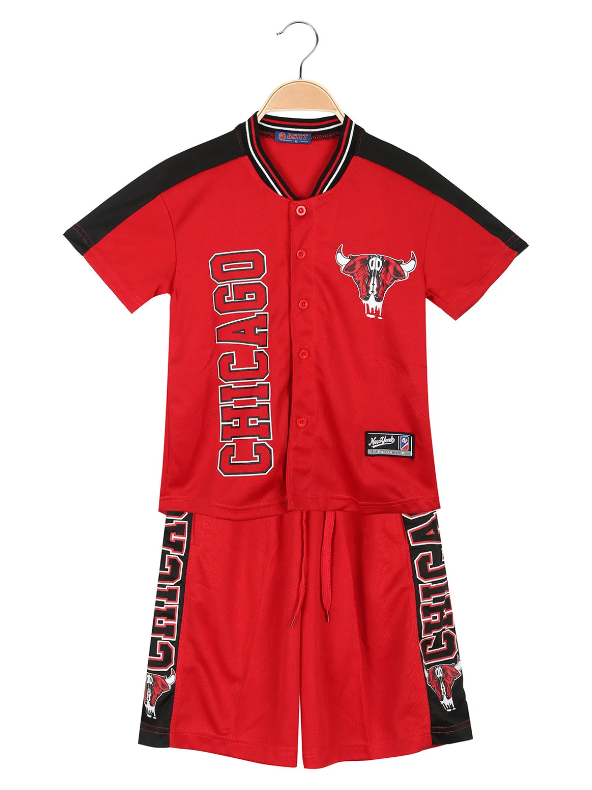 Bskt Completo da bambino sportivo con t-shirt con bottoni e bermuda