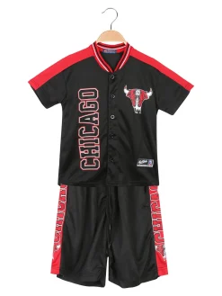 Bskt Completo da bambino sportivo con t-shirt con bottoni e bermuda