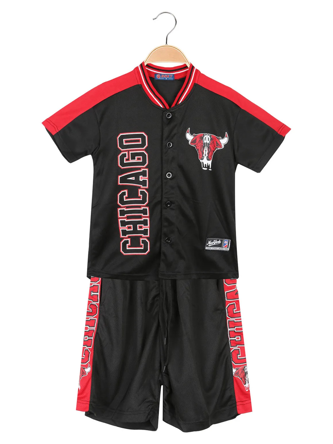 Bskt Completo da bambino sportivo con t-shirt con bottoni e bermuda