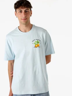 Buoncostume T-shirt da uomo in cotone con stampa davanti e dietro - panna