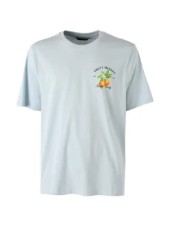 Buoncostume T-shirt da uomo in cotone con stampa davanti e dietro - panna