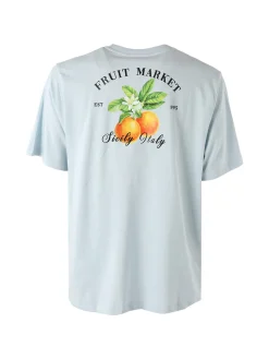 Buoncostume T-shirt da uomo in cotone con stampa davanti e dietro - panna