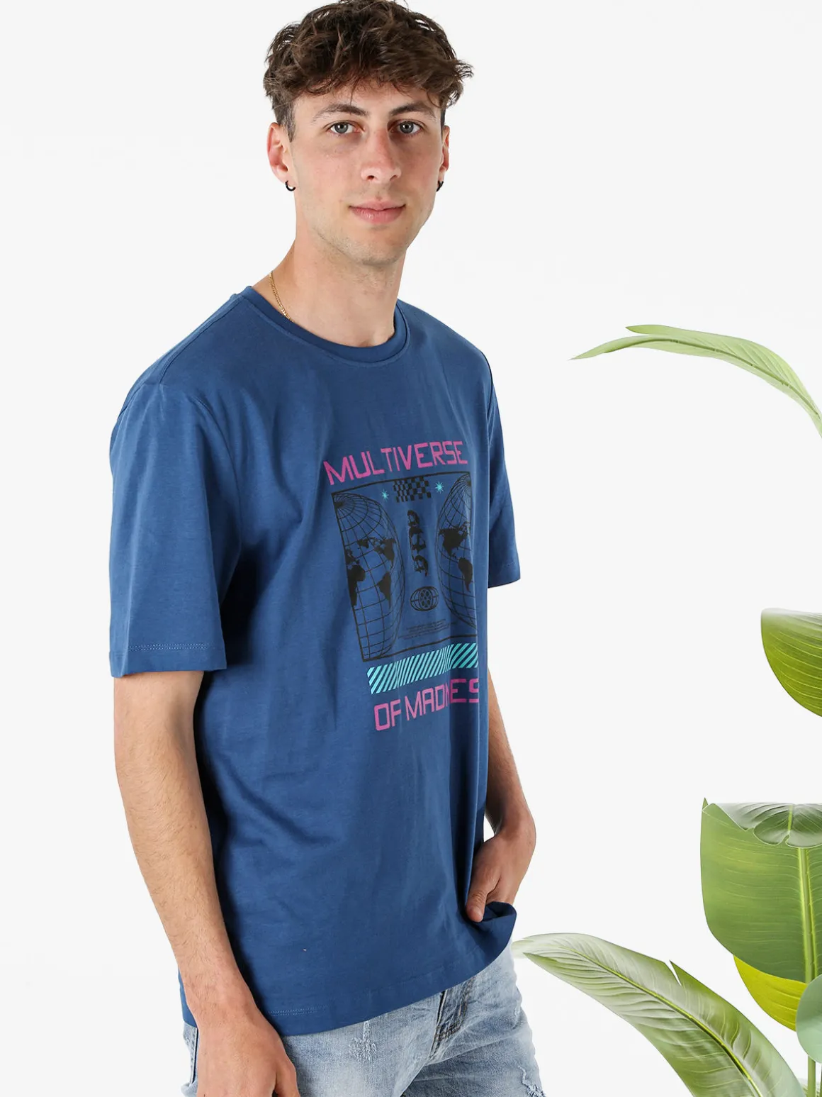 Buoncostume T-shirt girocollo da uomo in cotone con stampa - avion