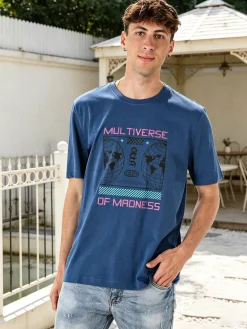 Buoncostume T-shirt girocollo da uomo in cotone con stampa - avion