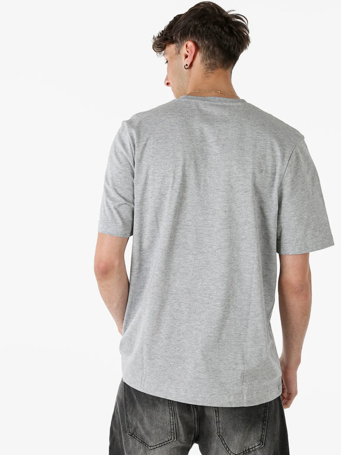Buoncostume T-shirt girocollo da uomo in cotone con stampa - grigio