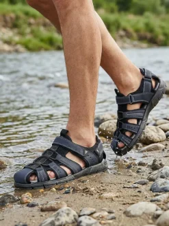 Canguro Sandali chiusi da uomo con cinturini a strappo - blu scuro