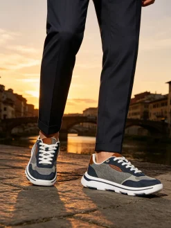 Canguro Sneakers stringate da uomo in tessuto - blu scuro