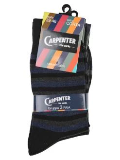 Carpenter Confezione da 3 paia di calze corte uomo a righe