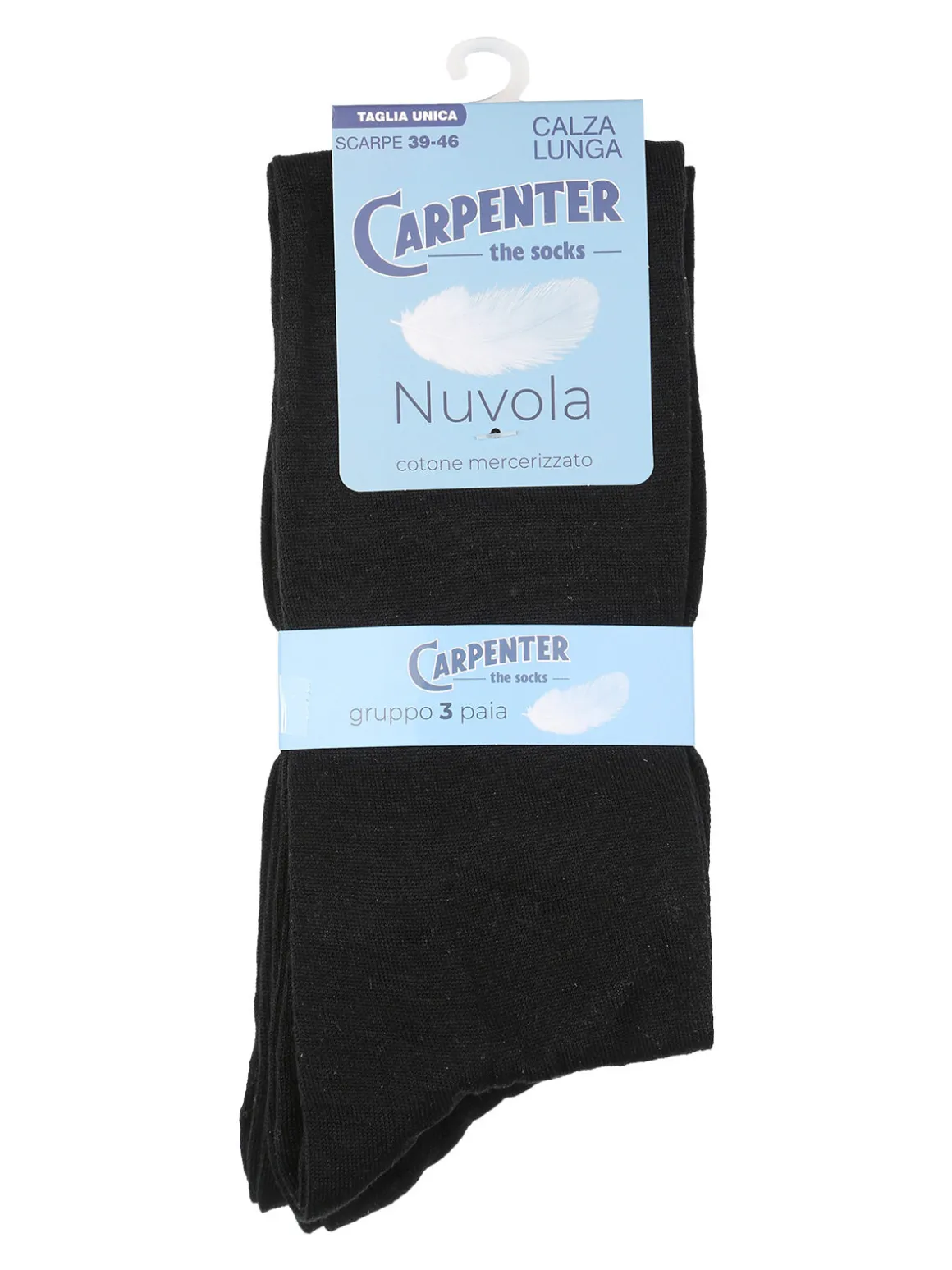 Carpenter Confezione da 3 paia di calze lunghe da uomo in cotone mercerizzato - nero