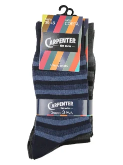 Carpenter Confezione da 3 paia di calze corte uomo a righe