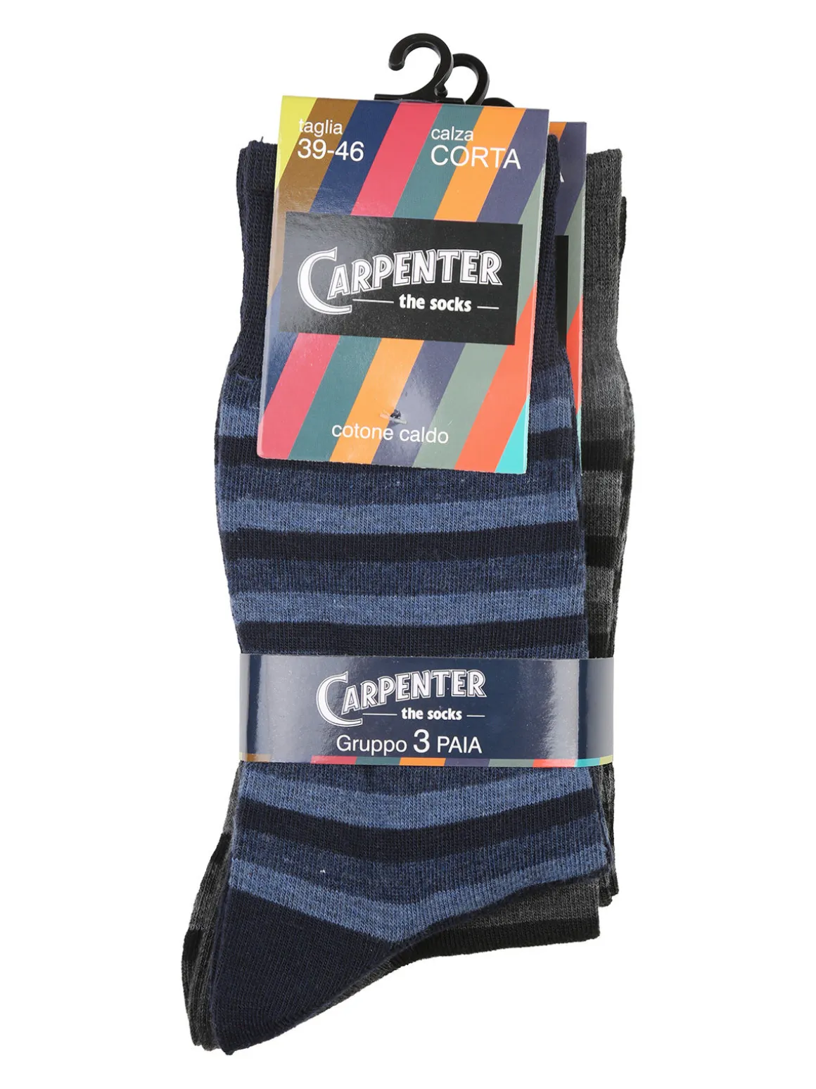 Carpenter Confezione da 3 paia di calze corte uomo a righe