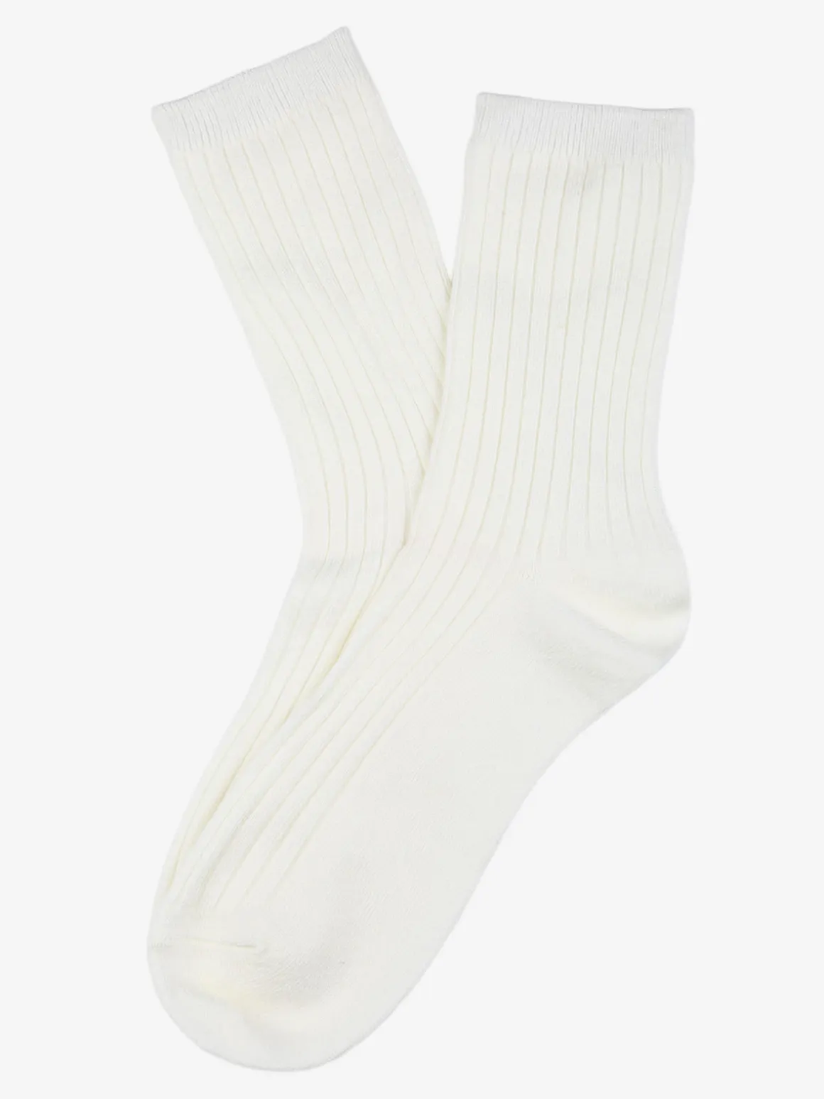 Cashmere Blend Calze corte donna a coste in misto cashmere - bianco