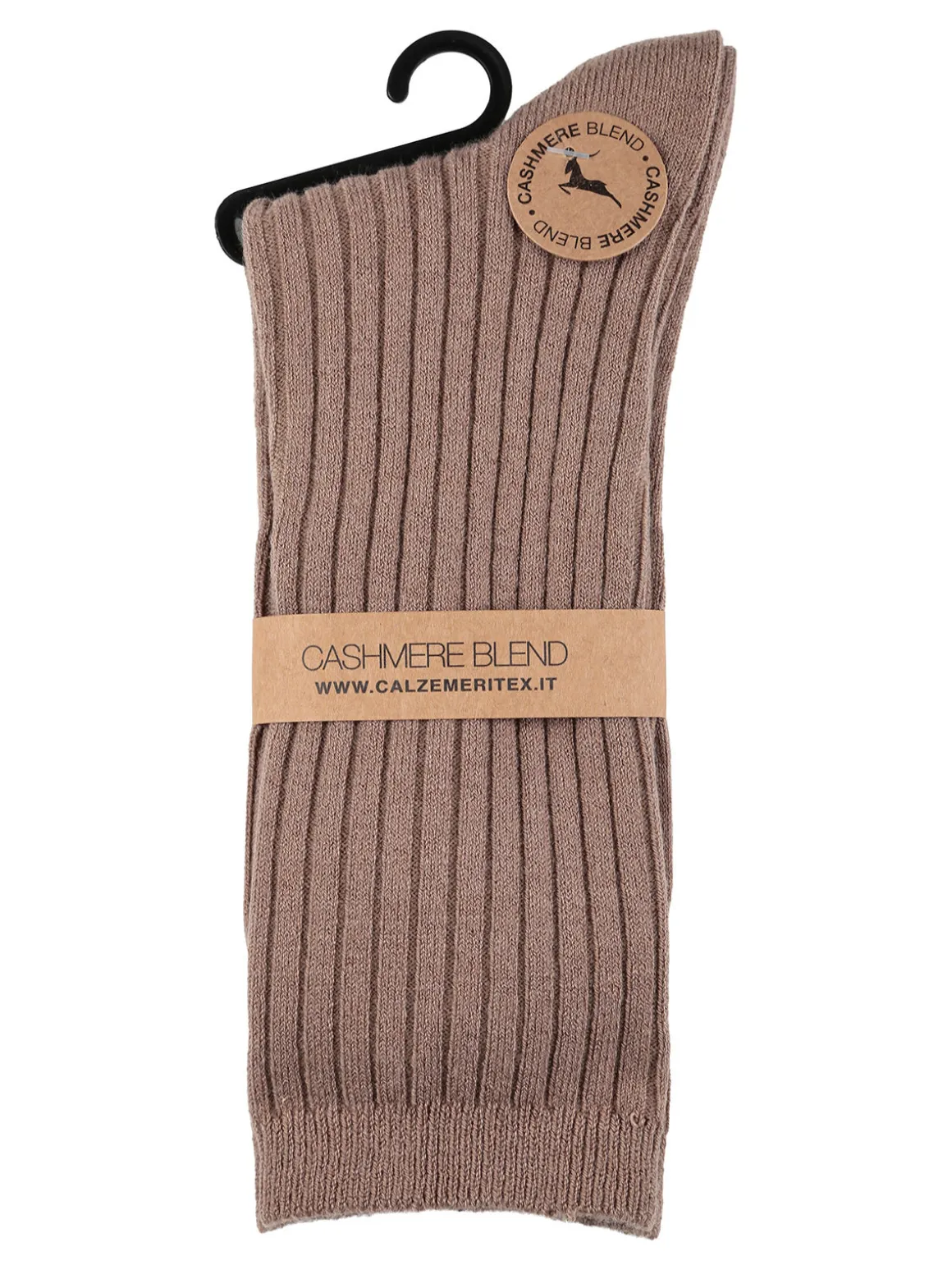 Cashmere Blend Calze lunghe donna a coste in misto cashmere - khaki