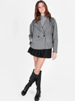 158c Cappotto corto da donna oversize con chiusura doppiopetto