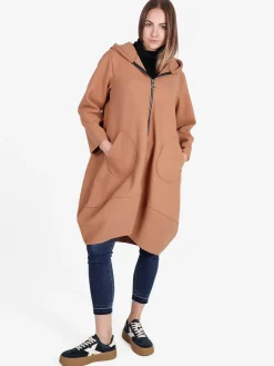 158c Cappotto lungo da donna con cappuccio e zip