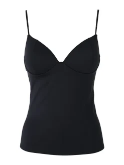 C'Est Monique Top donna con coppe imbottite e spalline sottili - nero