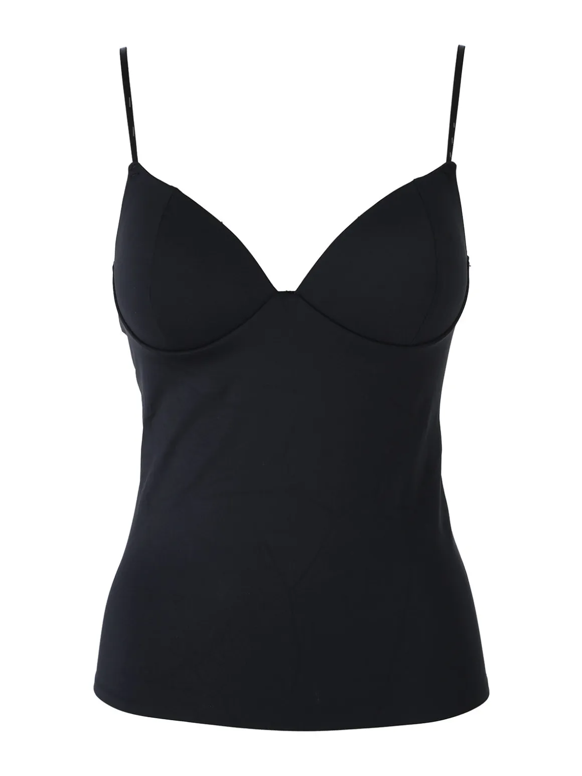 C'Est Monique Top donna con coppe imbottite e spalline sottili - nero