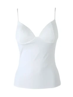 C'Est Monique Top donna con coppe imbottite e spalline sottili - bianco
