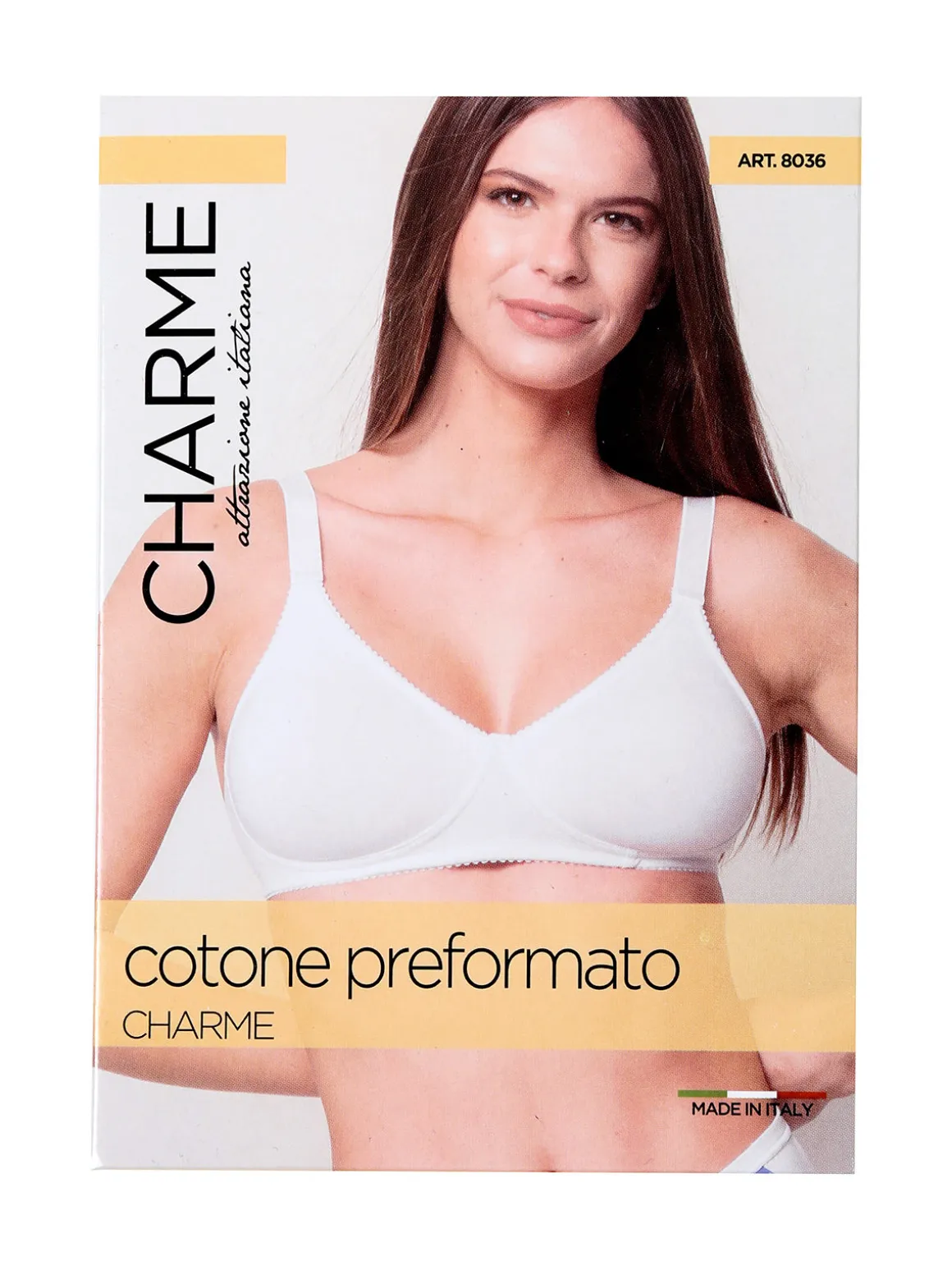Charme Attrazione Italiana Reggiseno bielastico in cotone senza ferretto COPPA B - nero