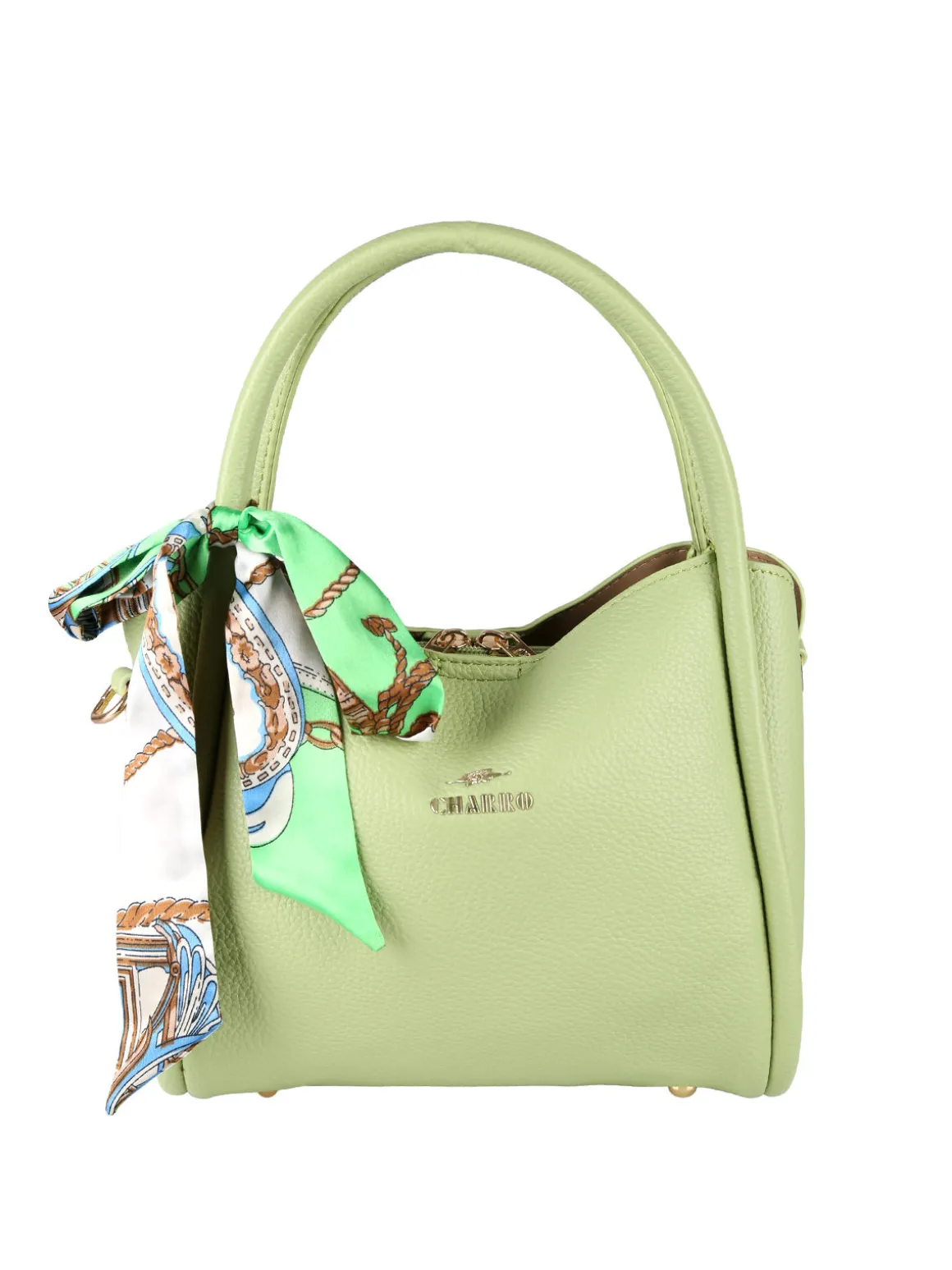 Charro Borsa a mano mini tote con foulard - verde