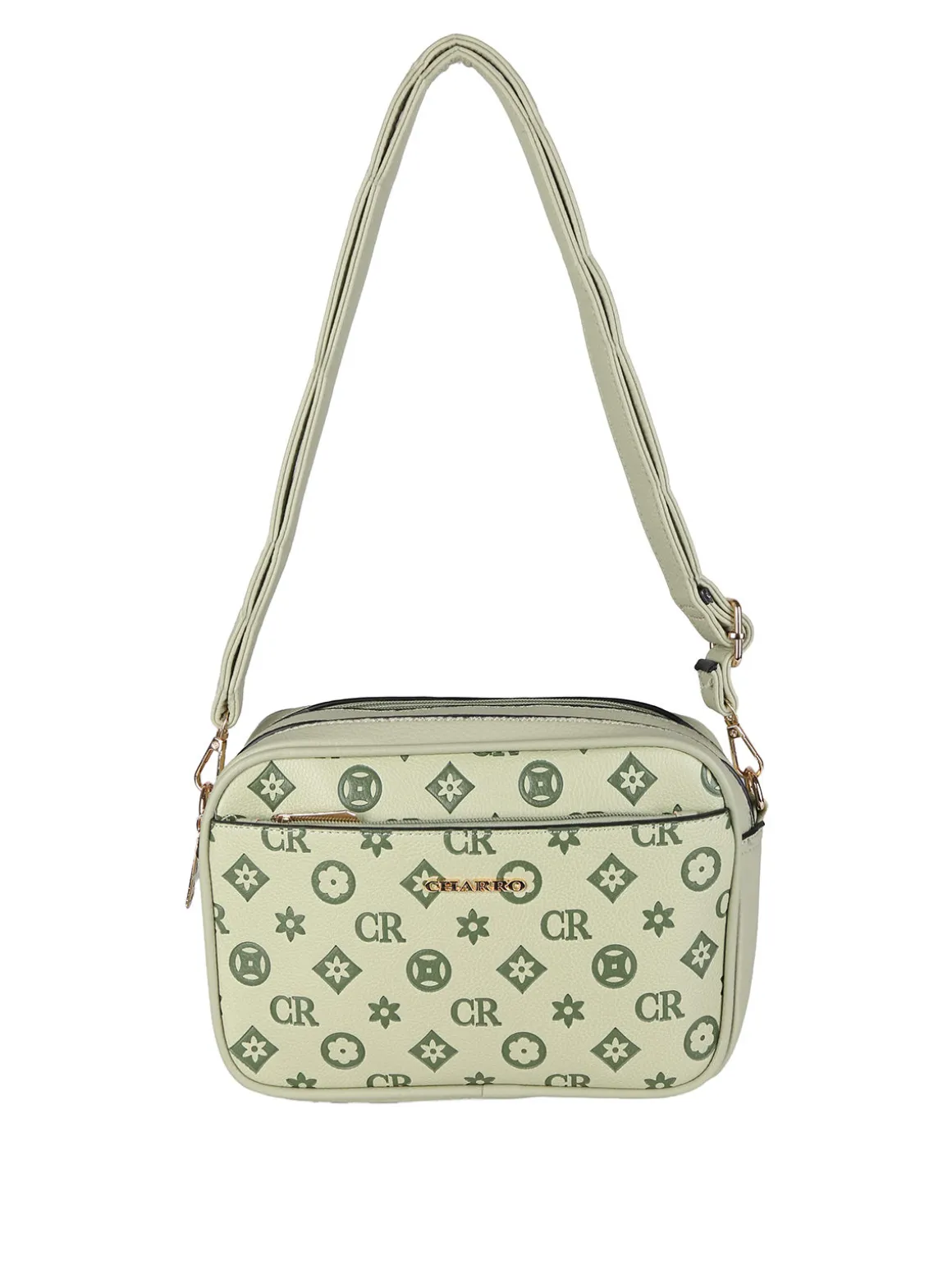 Charro Borsa a tracolla da donna con stampa monogramma - pistacchio
