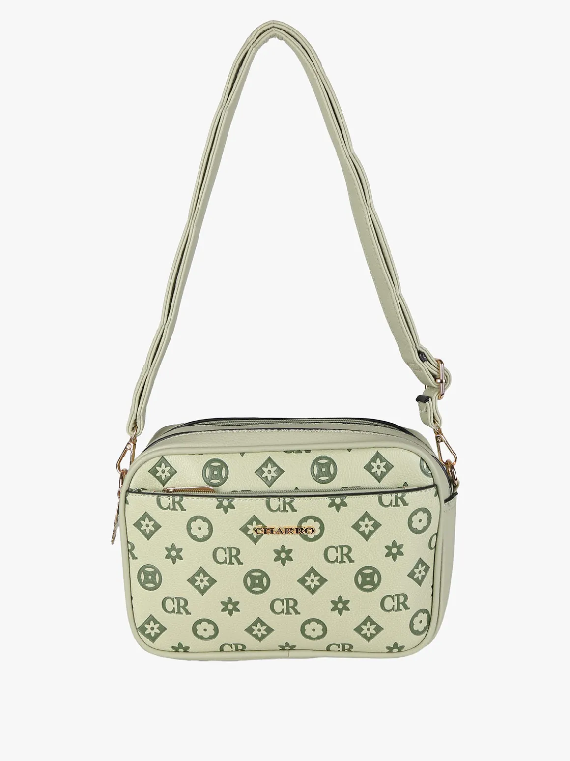 Charro Borsa a tracolla da donna con stampa monogramma - pistacchio