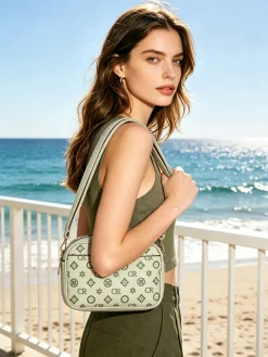 Charro Borsa a tracolla da donna con stampa monogramma - pistacchio