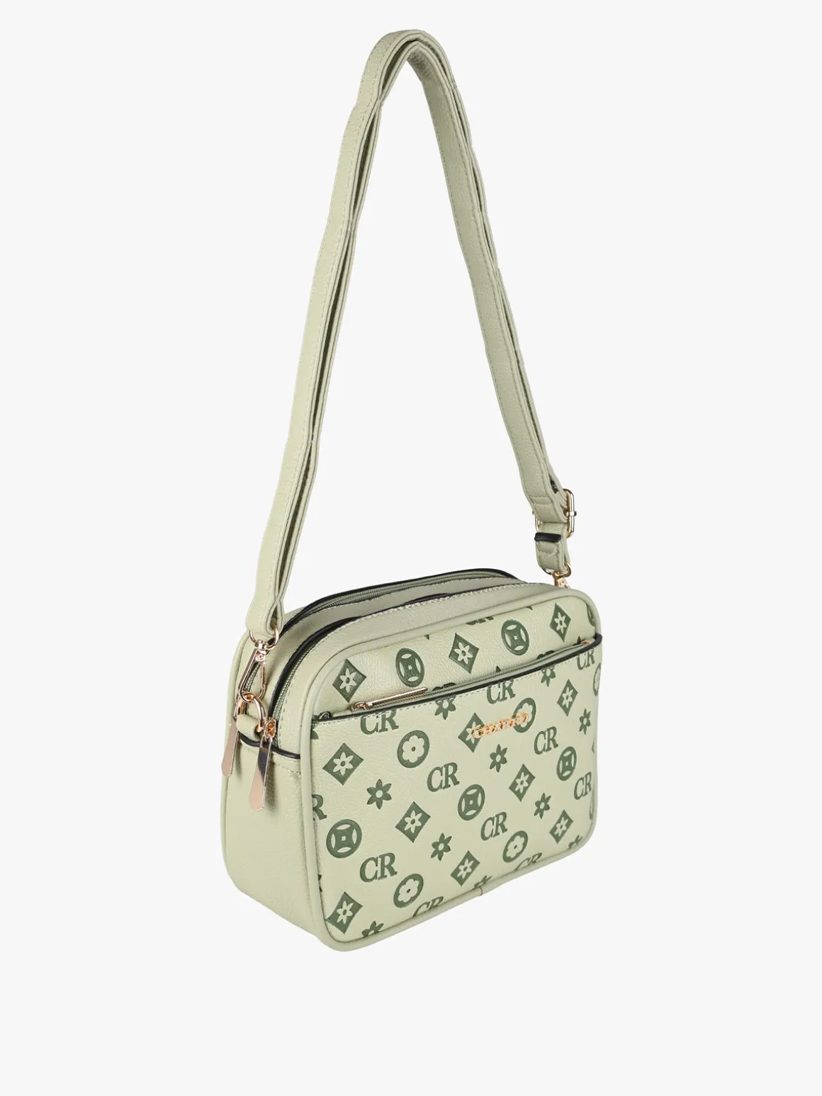 Charro Borsa a tracolla da donna con stampa monogramma - pistacchio