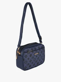 Charro Borsa a tracolla da donna con stampa monogramma - blu scuro
