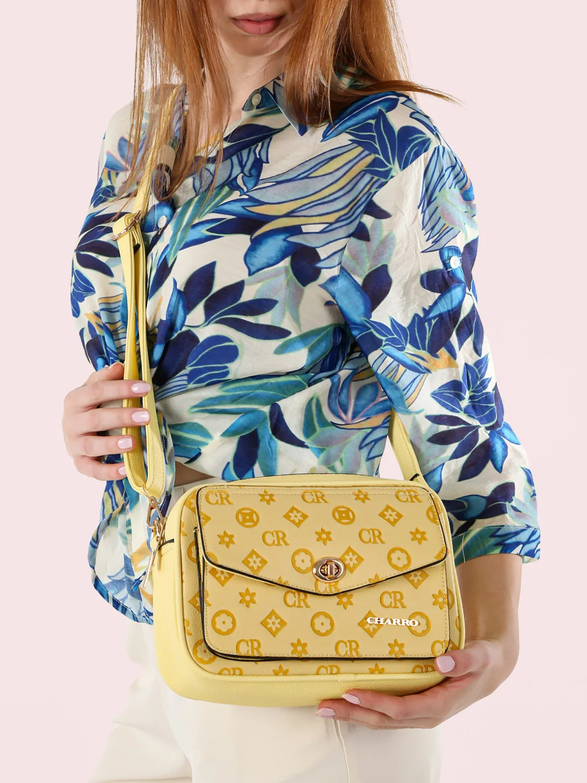 Charro Borsa a tracolla da donna con stampa monogramma - cuoio
