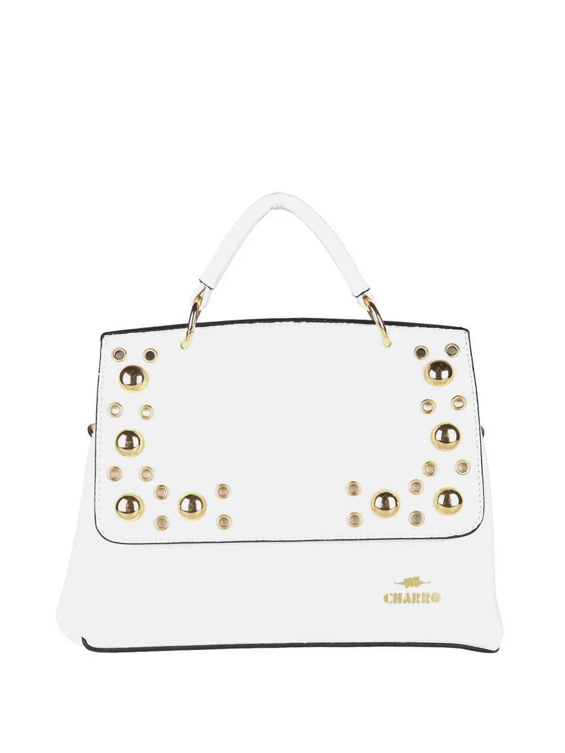 Charro Borsa frame con tracolla e borchie - bianco