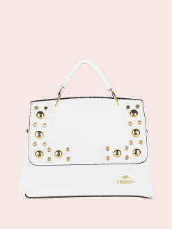 Charro Borsa frame con tracolla e borchie - bianco