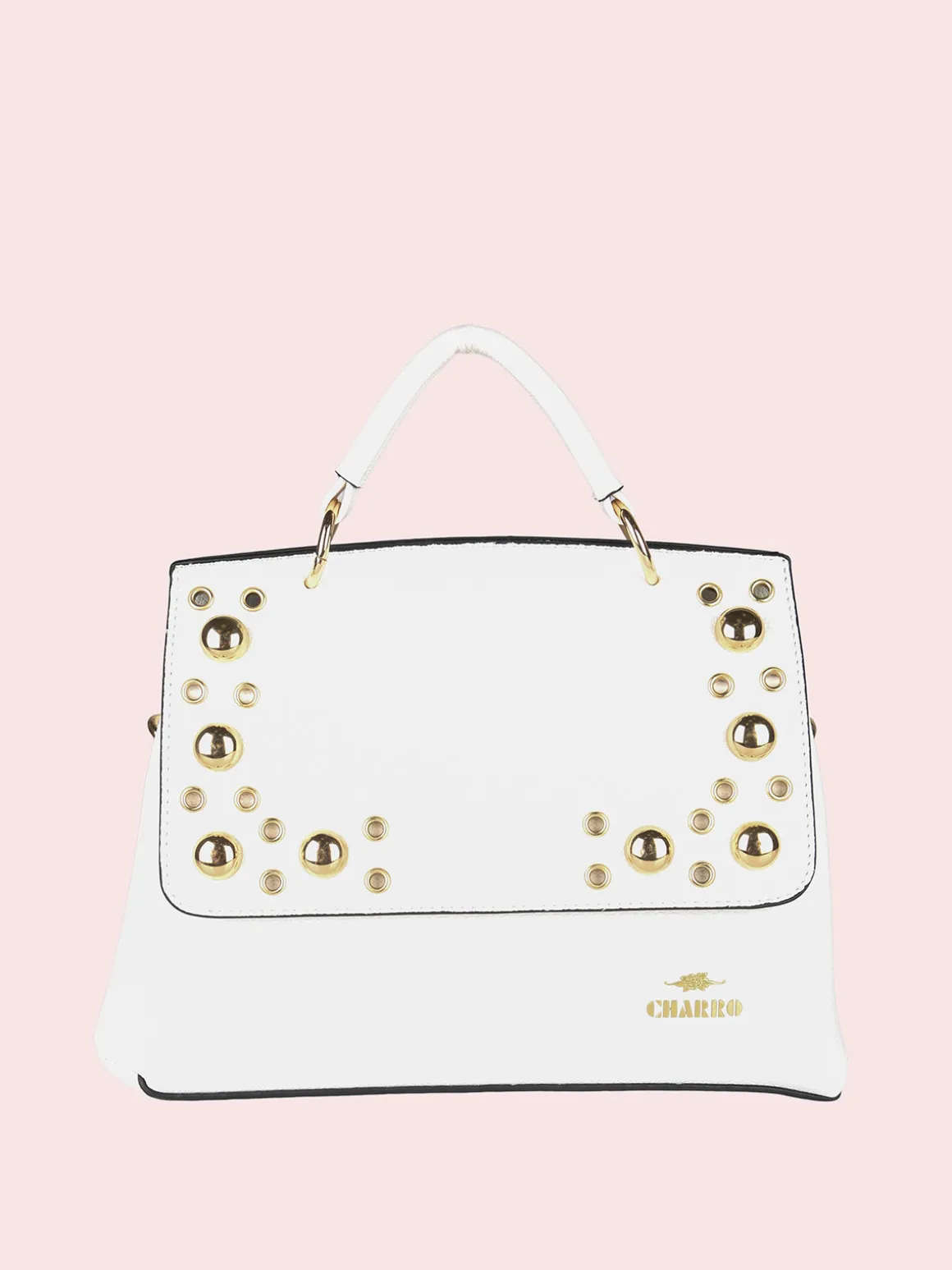 Charro Borsa frame con tracolla e borchie - bianco