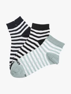 Charro Confezione da 3 paia di calze sneakers a righe da donna in cotone