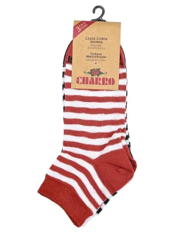 Charro Confezione da 3 paia di calze corte rigate da donna in cotone