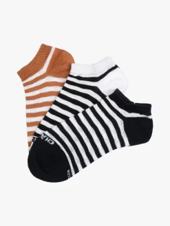 Charro Confezione da 3 paia di calze sneakers a righe da donna in cotone