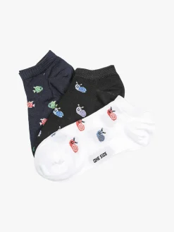 Charro Confezione da 3 paia di calze corte sneakers da donna in cotone
