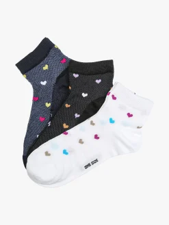 Charro Confezione da 3 paia di calze sneakers a righe da donna in cotone