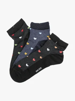 Charro Confezione da 3 paia di calze sneakers a righe da donna in cotone