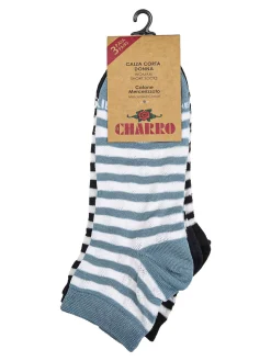 Charro Confezione da 3 paia di calze corte sneakers da donna in cotone